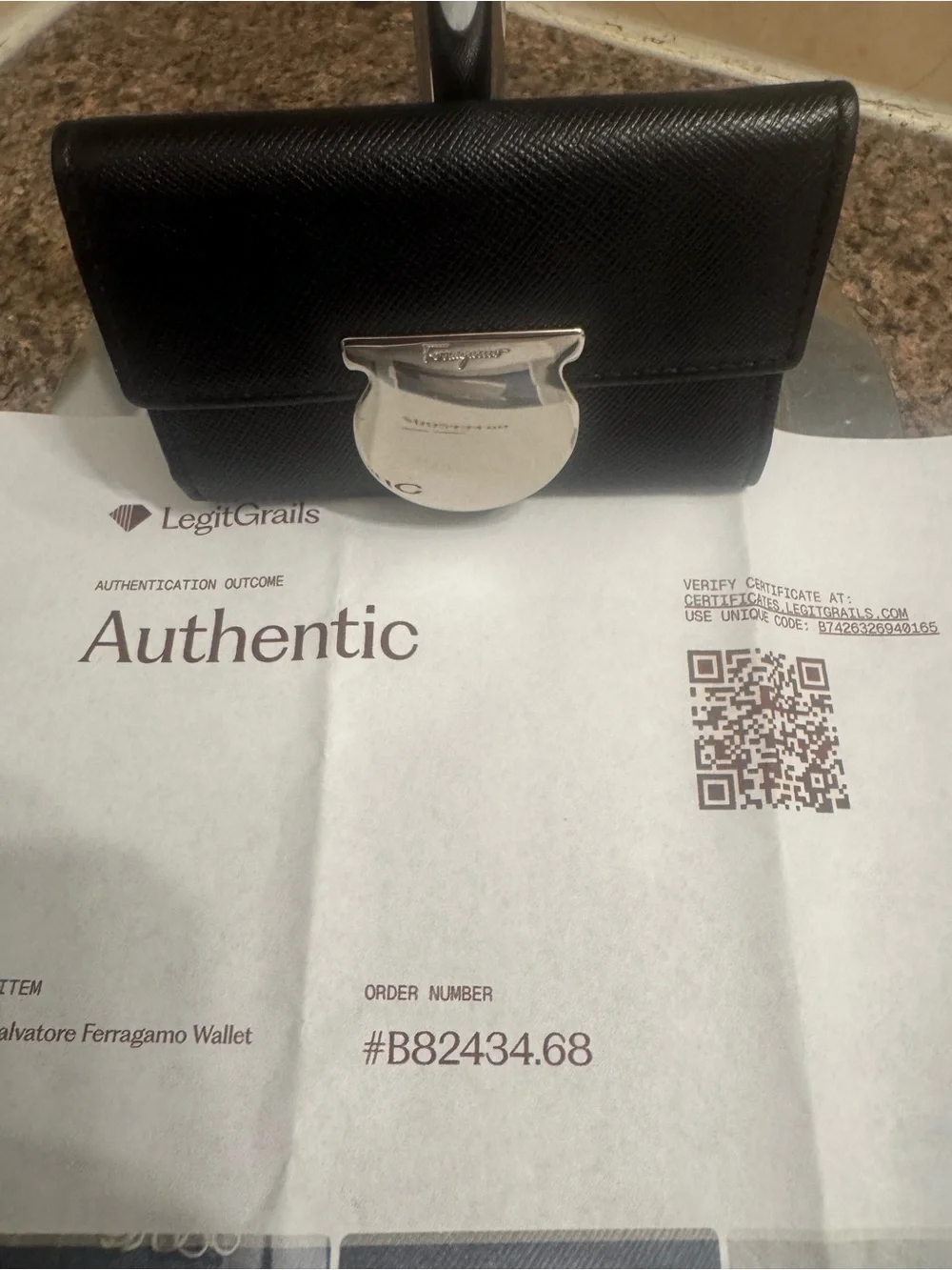 Salvatore Ferragamo Black Leather Key & Card Holder with COA NWOT